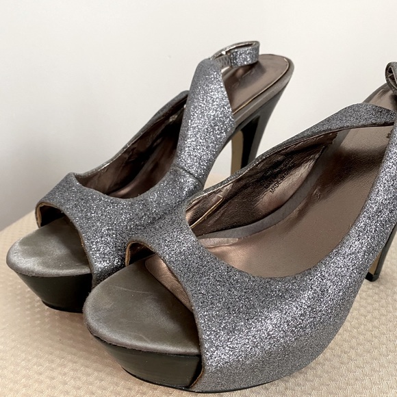 Sparkly Stiletto Peep Toe Heels - Picture 2 of 3